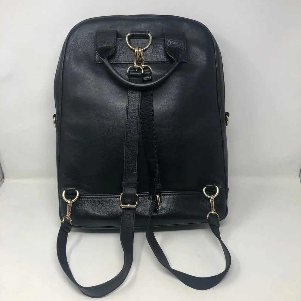 Bartaile Backpack Black Leather Convertible Gold Hardware Laptop Bag Top Handle